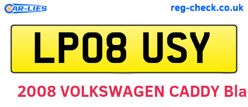 LP08USY are the vehicle registration plates.
