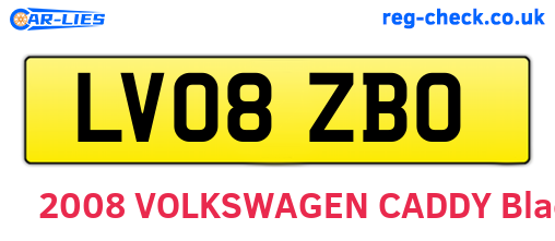 LV08ZBO are the vehicle registration plates.