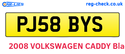 PJ58BYS are the vehicle registration plates.