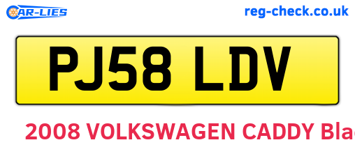 PJ58LDV are the vehicle registration plates.