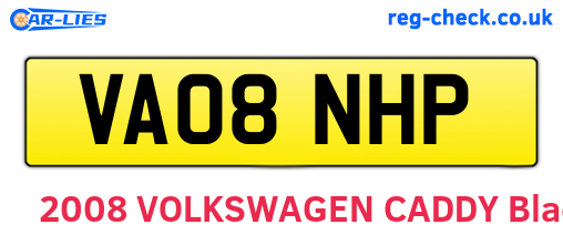 VA08NHP are the vehicle registration plates.