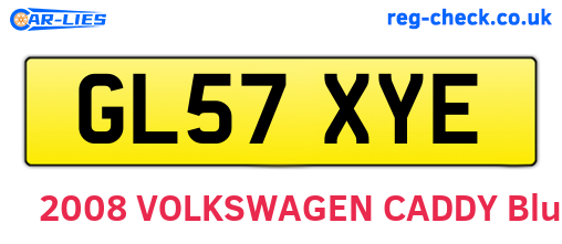 GL57XYE are the vehicle registration plates.