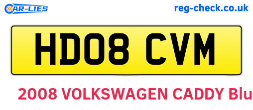 HD08CVM are the vehicle registration plates.