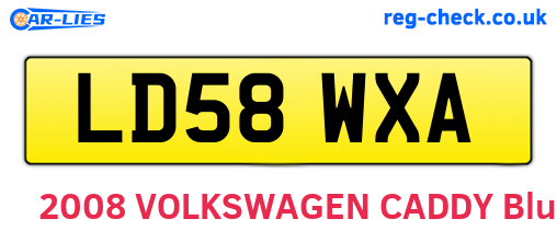 LD58WXA are the vehicle registration plates.