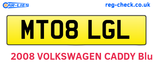 MT08LGL are the vehicle registration plates.