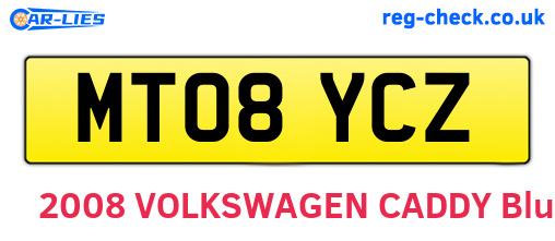 MT08YCZ are the vehicle registration plates.