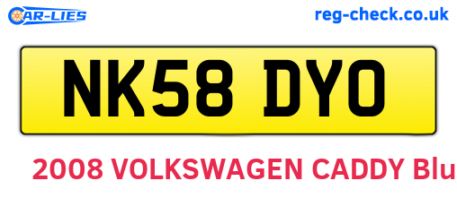 NK58DYO are the vehicle registration plates.
