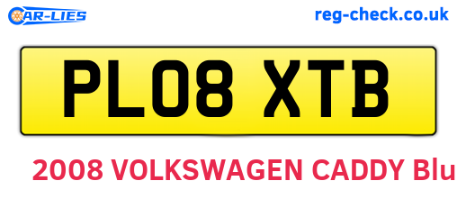PL08XTB are the vehicle registration plates.