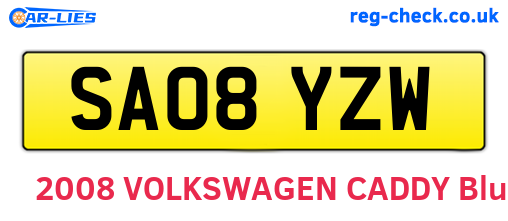 SA08YZW are the vehicle registration plates.