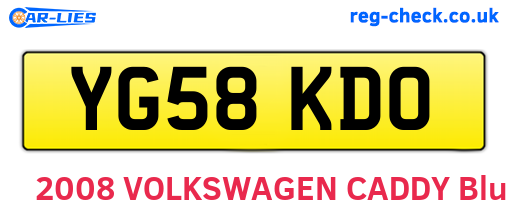 YG58KDO are the vehicle registration plates.
