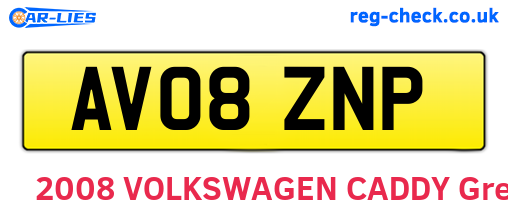 AV08ZNP are the vehicle registration plates.