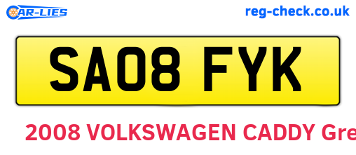 SA08FYK are the vehicle registration plates.