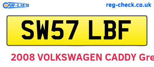 SW57LBF are the vehicle registration plates.