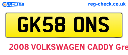 GK58ONS are the vehicle registration plates.