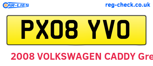 PX08YVO are the vehicle registration plates.