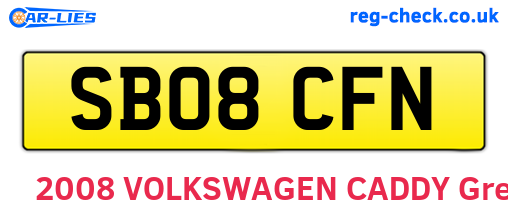 SB08CFN are the vehicle registration plates.