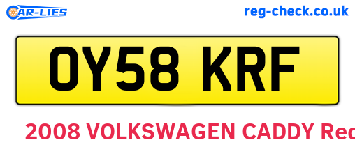 OY58KRF are the vehicle registration plates.