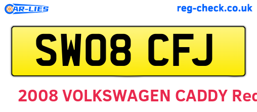 SW08CFJ are the vehicle registration plates.