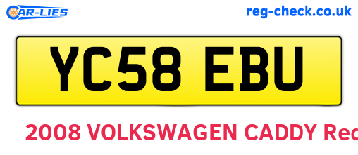 YC58EBU are the vehicle registration plates.