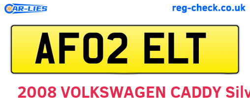 AF02ELT are the vehicle registration plates.