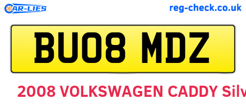 BU08MDZ are the vehicle registration plates.