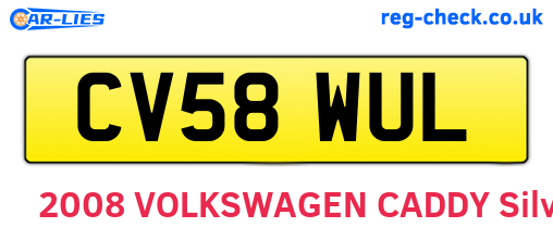 CV58WUL are the vehicle registration plates.