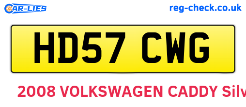 HD57CWG are the vehicle registration plates.