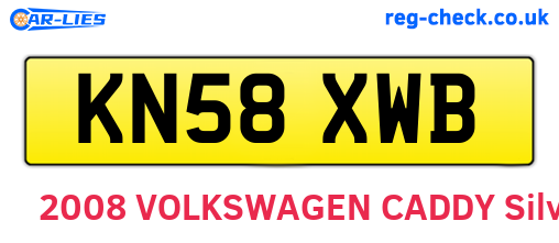 KN58XWB are the vehicle registration plates.