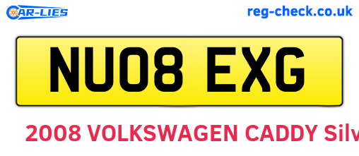 NU08EXG are the vehicle registration plates.