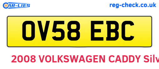 OV58EBC are the vehicle registration plates.