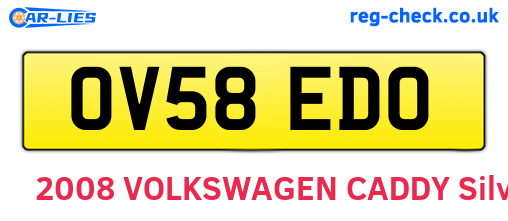 OV58EDO are the vehicle registration plates.