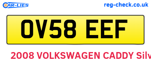 OV58EEF are the vehicle registration plates.
