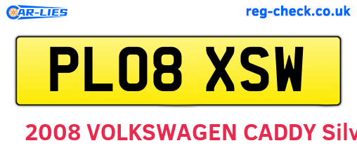 PL08XSW are the vehicle registration plates.