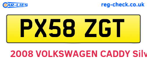 PX58ZGT are the vehicle registration plates.