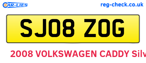 SJ08ZOG are the vehicle registration plates.