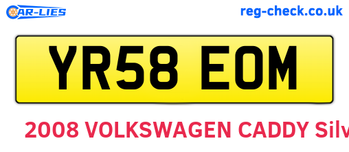 YR58EOM are the vehicle registration plates.