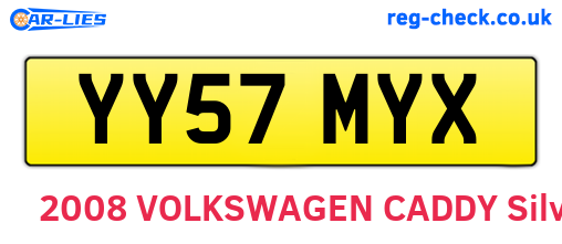 YY57MYX are the vehicle registration plates.