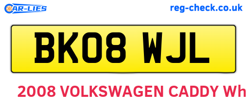 BK08WJL are the vehicle registration plates.