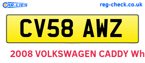 CV58AWZ are the vehicle registration plates.