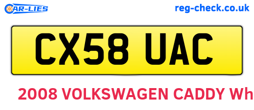 CX58UAC are the vehicle registration plates.
