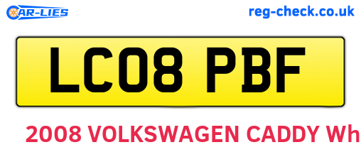 LC08PBF are the vehicle registration plates.