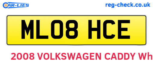 ML08HCE are the vehicle registration plates.