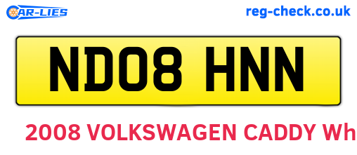 ND08HNN are the vehicle registration plates.