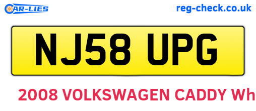 NJ58UPG are the vehicle registration plates.