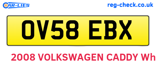 OV58EBX are the vehicle registration plates.