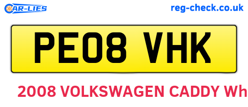PE08VHK are the vehicle registration plates.