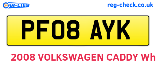 PF08AYK are the vehicle registration plates.