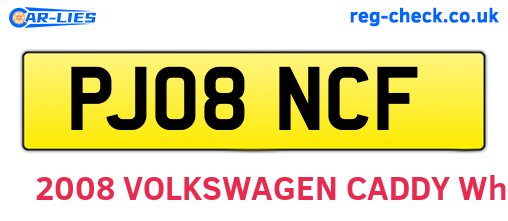 PJ08NCF are the vehicle registration plates.