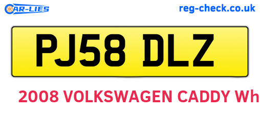 PJ58DLZ are the vehicle registration plates.