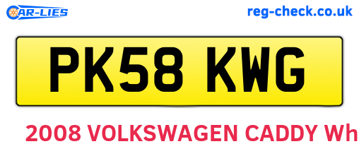 PK58KWG are the vehicle registration plates.